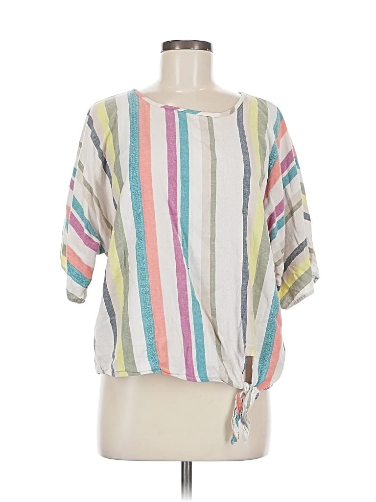 Pre-owned Time And Tru 3/4 Sleeve Blouse In White