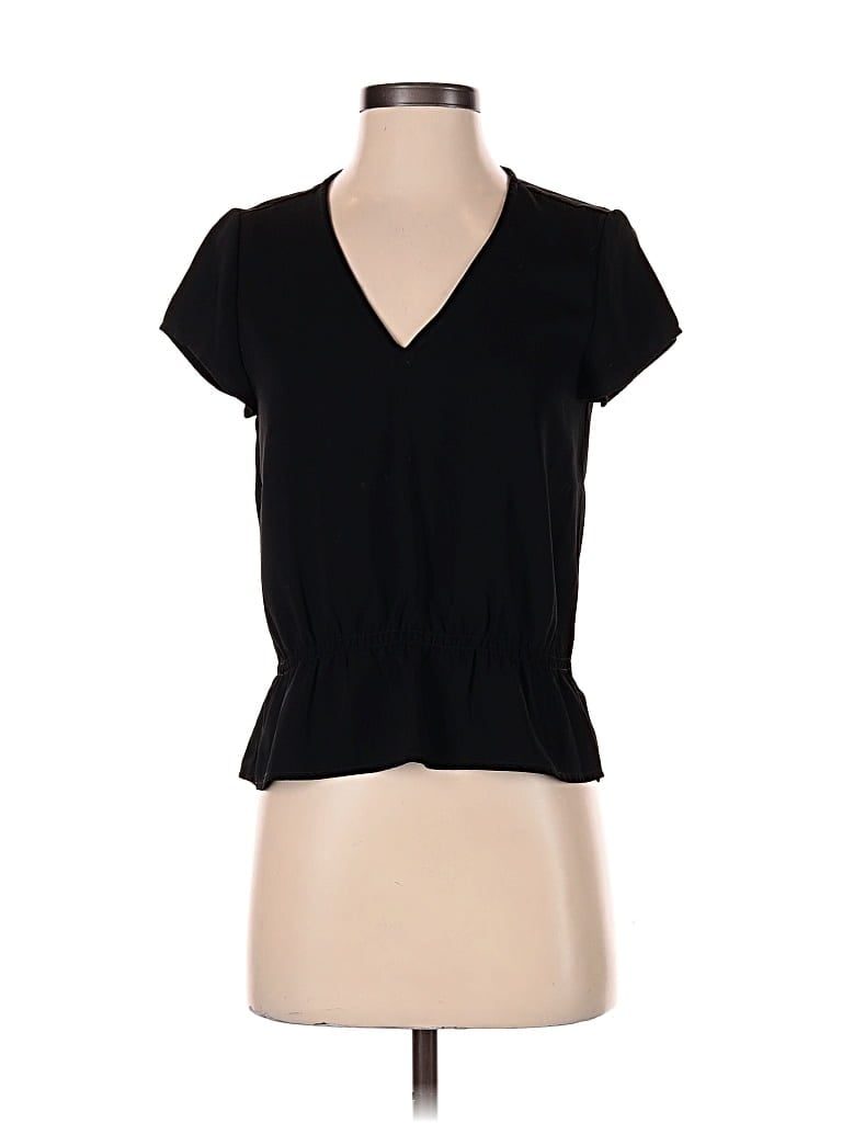 Pre-owned J.crew Mercantile Short Sleeve Top Black V Neck Tops