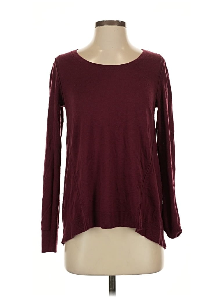 Pre-owned Ann Taylor Loft Long Sleeve T-shirt In Burgundy