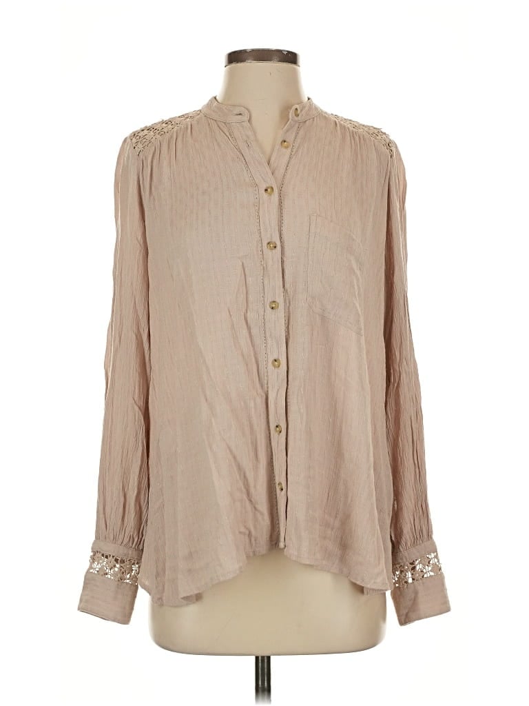 Pre-owned Free People Long Sleeve Blouse In Brown