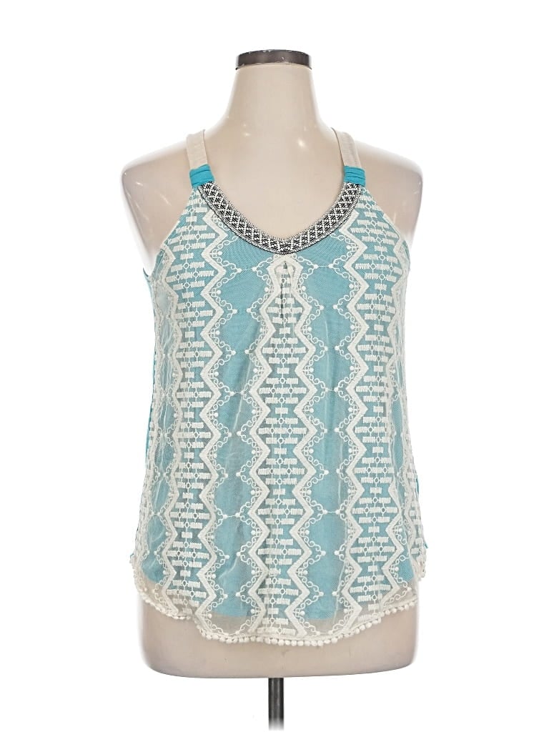 Pre-owned Xhilaration Tank Top Teal Halter Neckline Tops In Blue