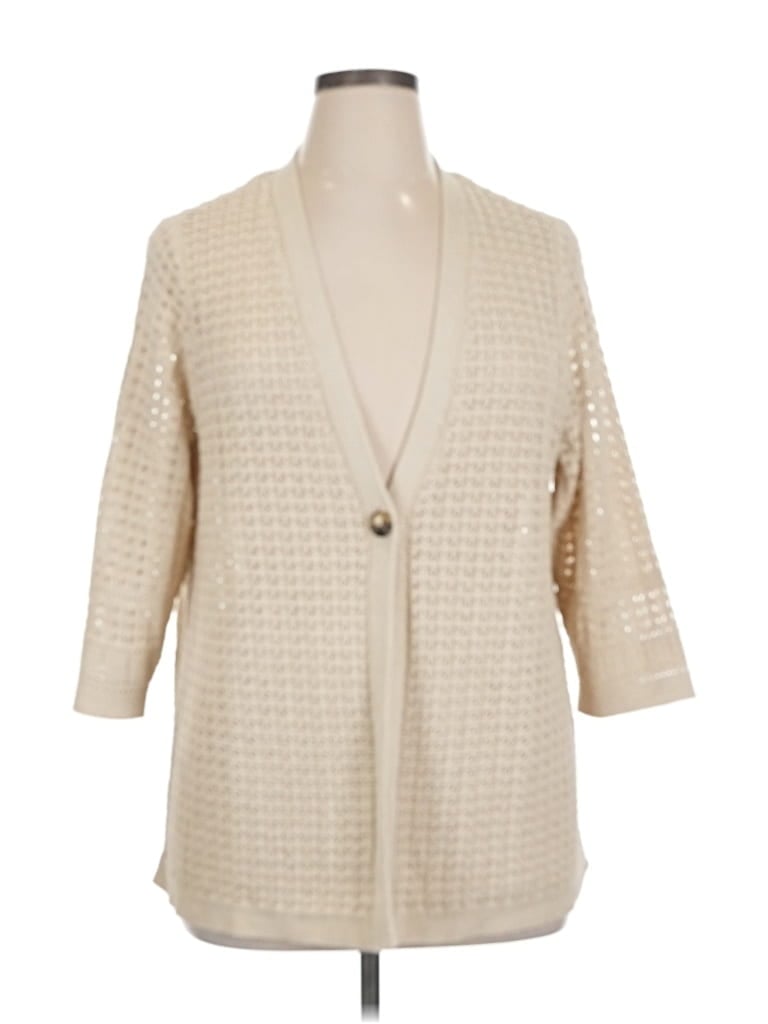 Pre-owned Jjill Cardigan Sweater In White