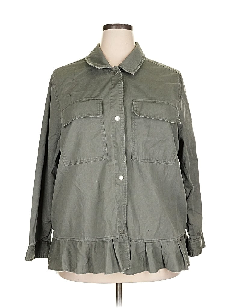 Pre-owned Woman Within Jacket In Green