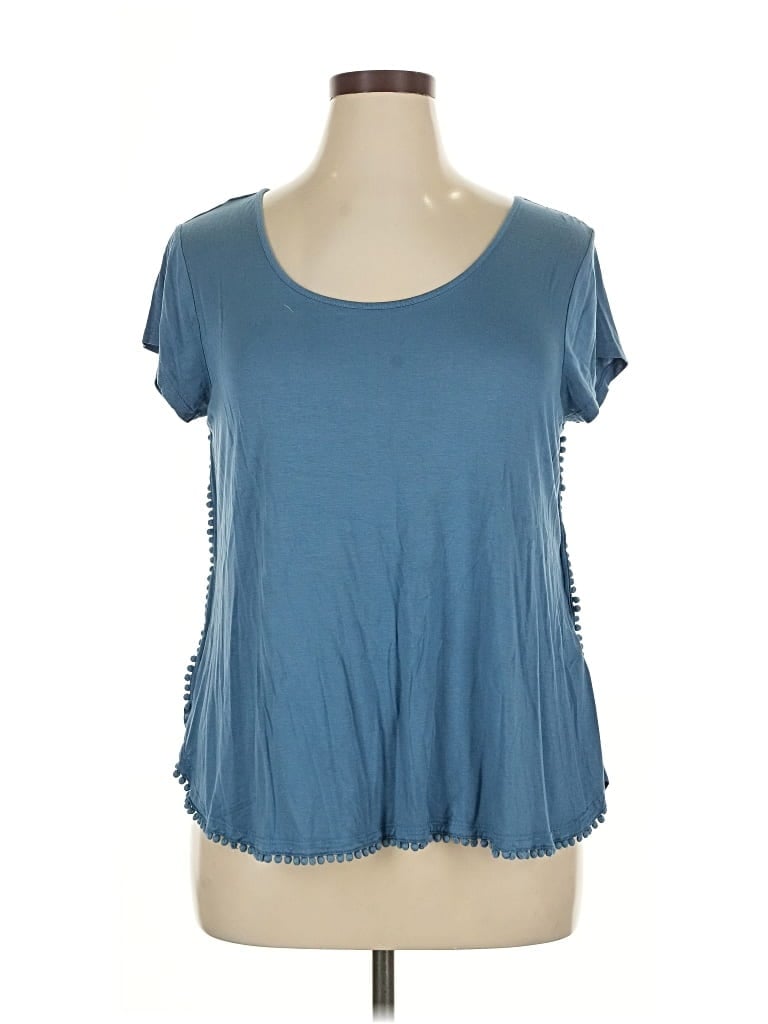 Pre-owned Cupio Short Sleeve Top Blue Scoop Neck Tops