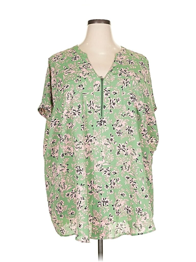 Pre-owned Torrid Short Sleeve Blouse In Green