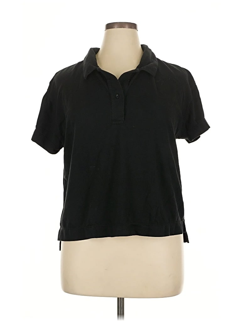 Pre-owned Zella Short Sleeve Polo Shirt In Black