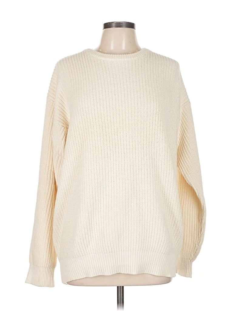 Pre-owned Lands' End Pullover Sweater In White
