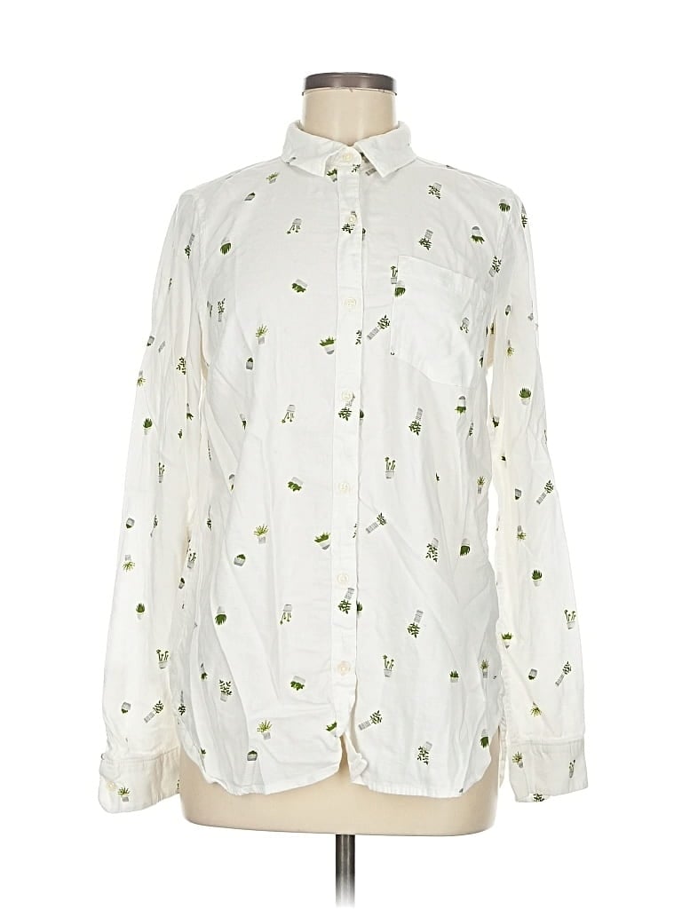 Pre-owned Old Navy Long Sleeve Blouse In White