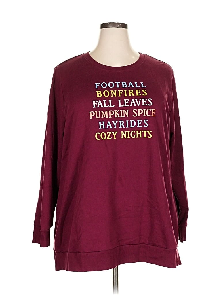 Pre-owned Lane Bryant Pullover Sweater In Burgundy