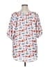 Chris & Carol 100% Polyester Floral White Short Sleeve Blouse Size 1X - photo 2