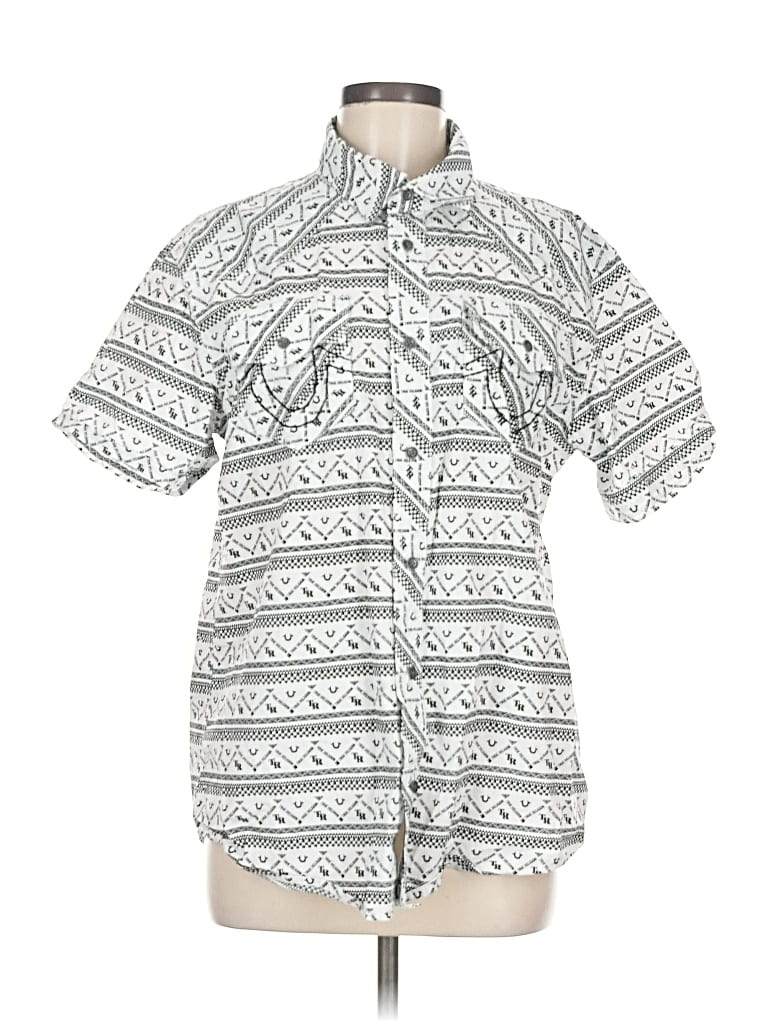 Pre-owned True Religion Short Sleeve Button Down Shirt In Silver