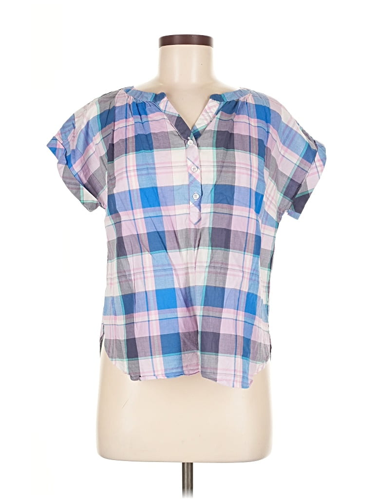 Pre-owned Talbots Short Sleeve Blouse In Blue