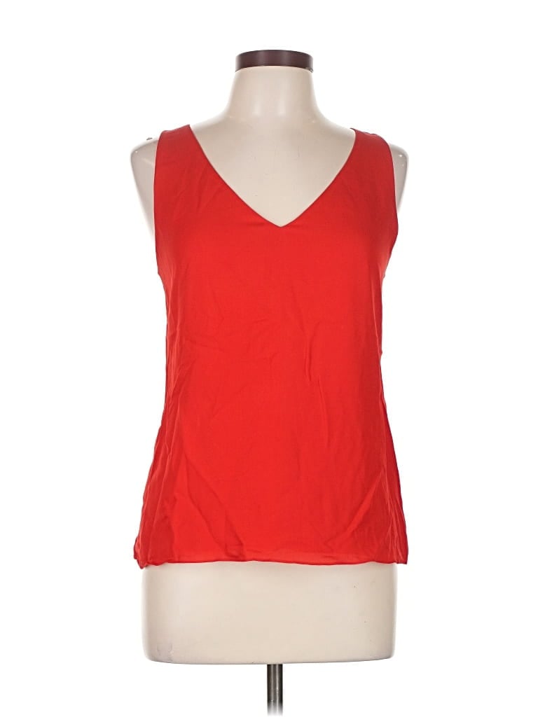 Pre-owned Theory Sleeveless Top Red V Neck Tops