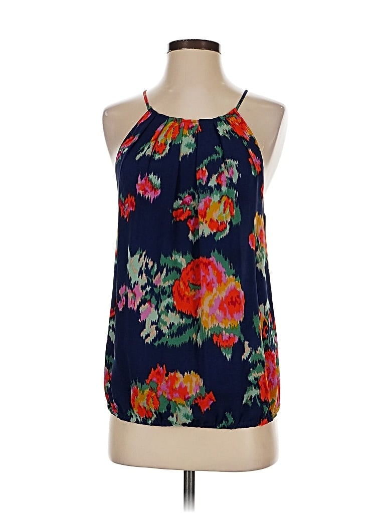 Pre-owned Joie Sleeveless Silk Top Blue Halter Neckline Tops