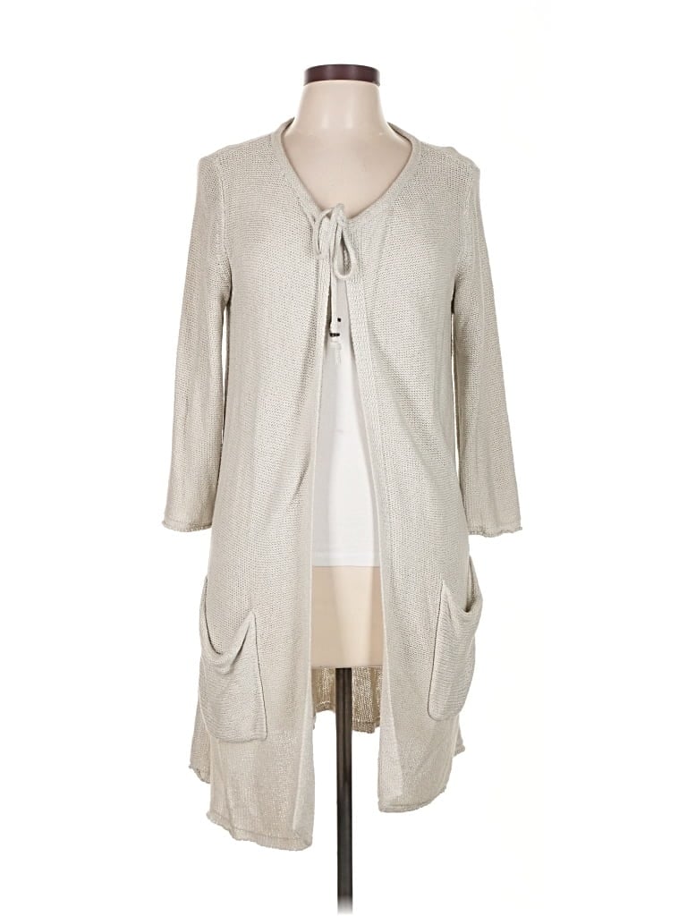 Pre-owned Jjill Silk Cardigan Sweater In Gray