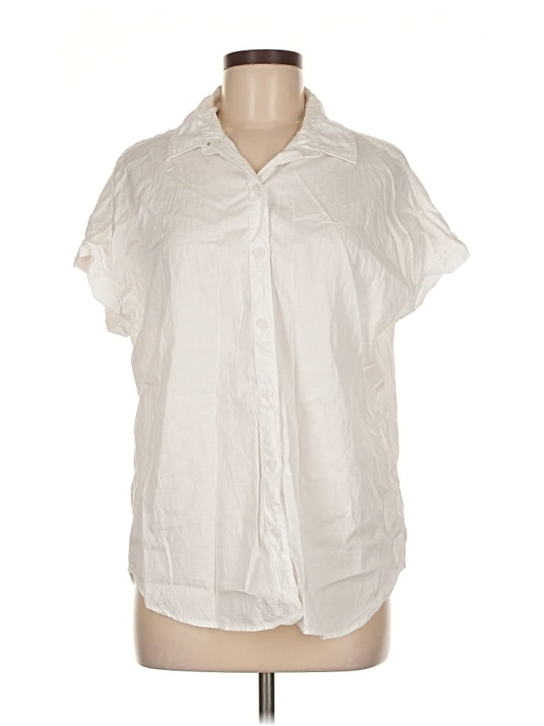 Pre-owned Lola River Short Sleeve Blouse In White