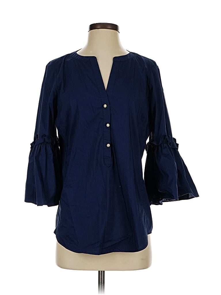 Pre-owned 7th Avenue Design Studio New York & Company 3/4 Sleeve Blouse In Blue