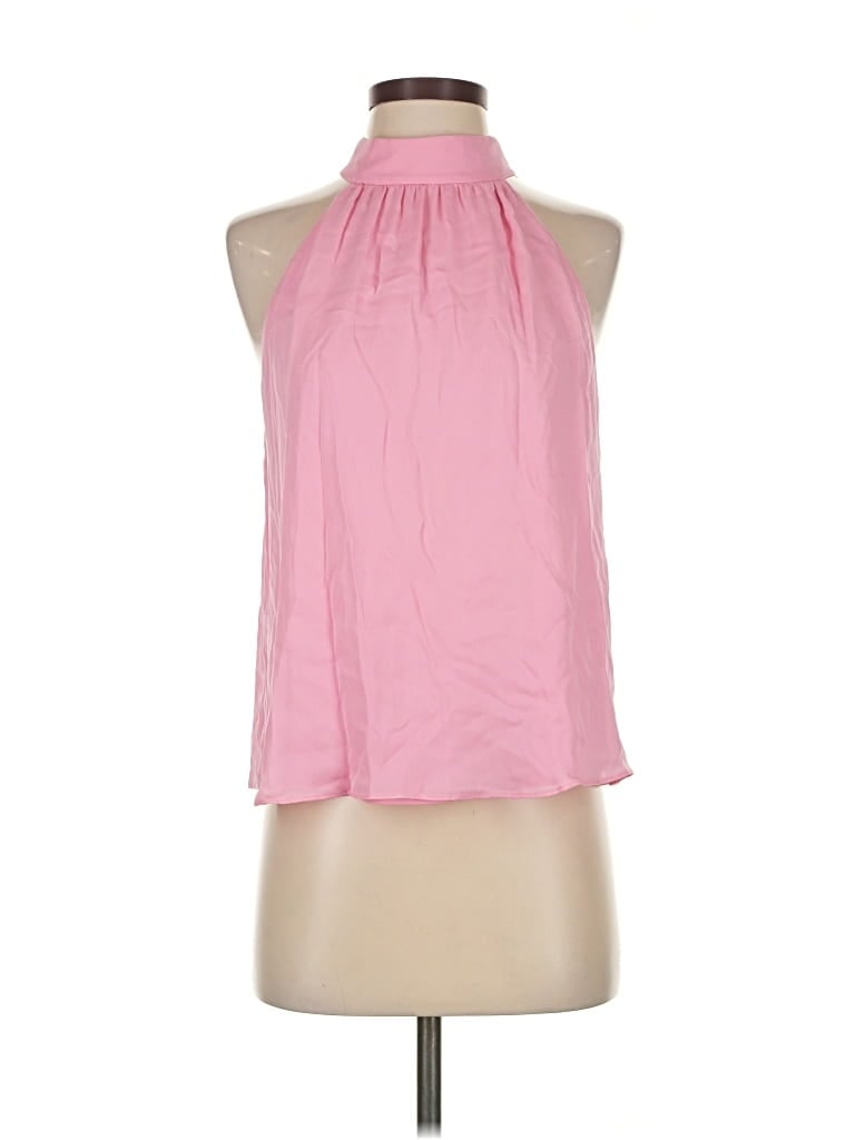 Pre-owned Alice And Olivia Alice + Olivia Sleeveless Silk Top Pink Halter Neckline Tops
