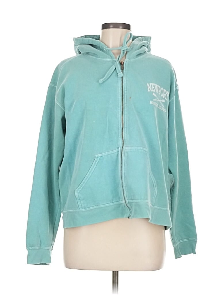 Pre-owned Comfort Colors Zip Up Hoodie In Blue