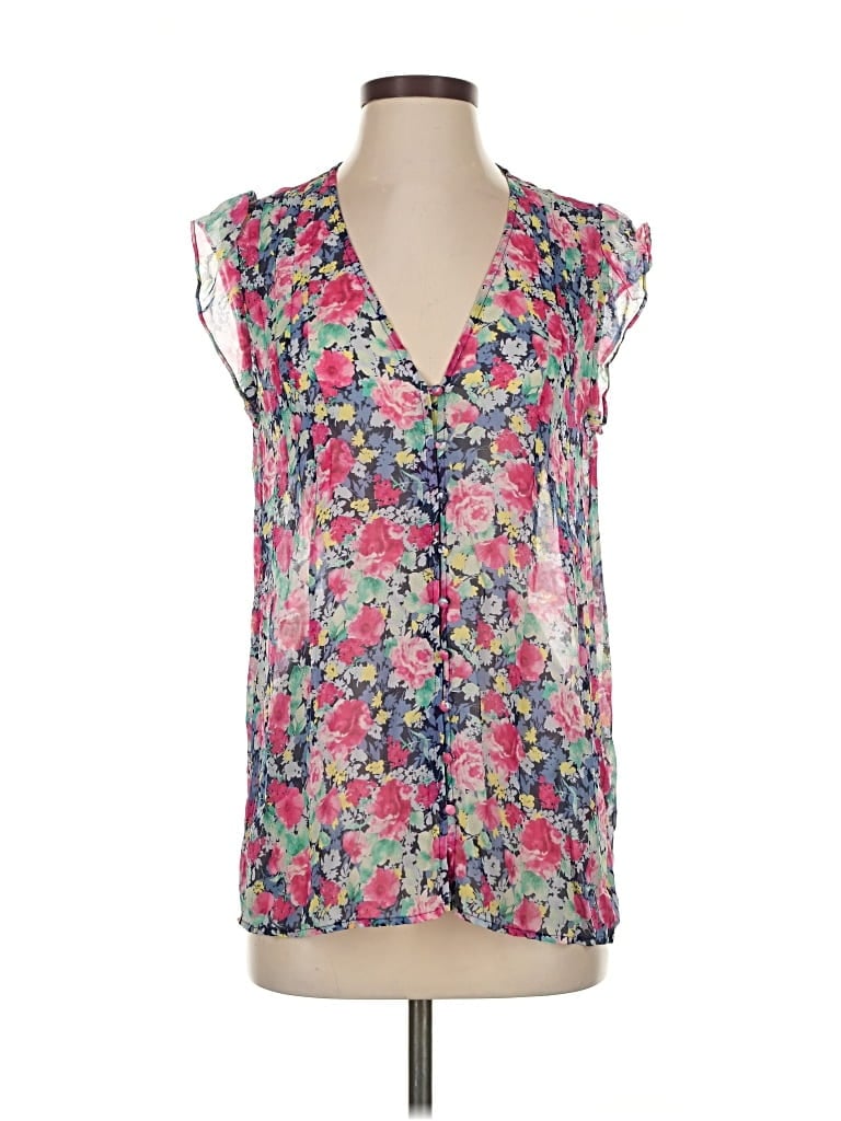 Pre-owned Joie Sleeveless Silk Top Pink Plunge Neckline Tops