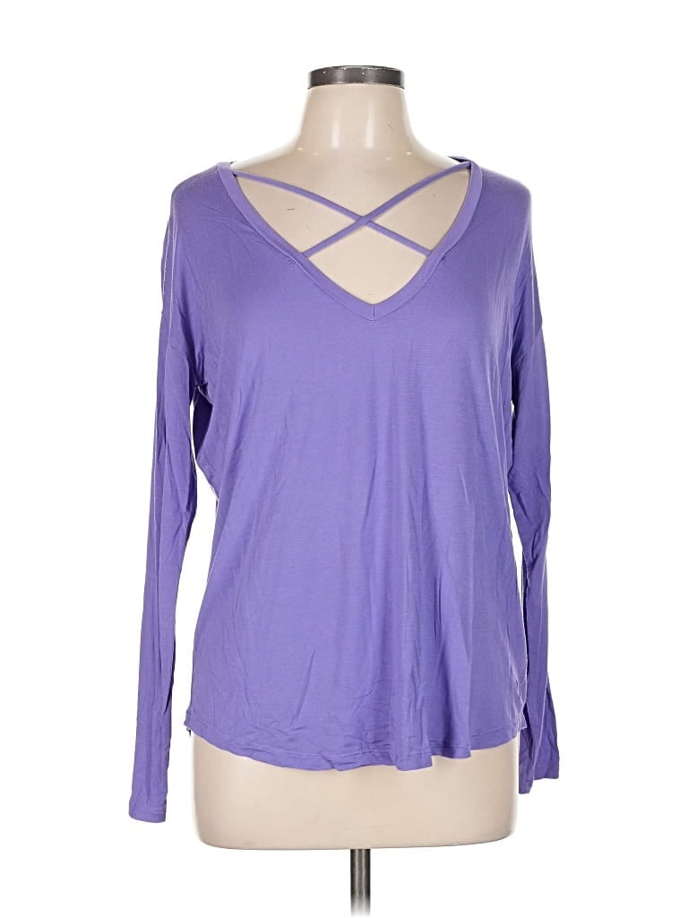 Pre-owned Victoria's Secret Pink Long Sleeve T-shirt In Purple