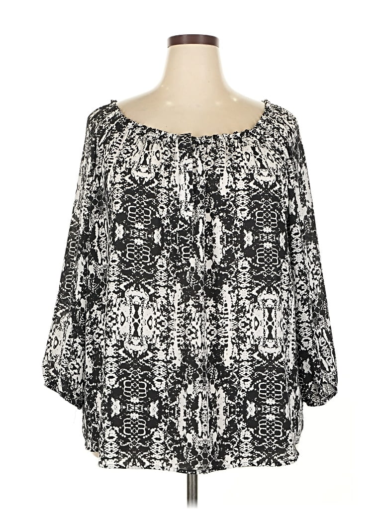 Pre-owned Apt. 9 3/4 Sleeve Blouse In Black