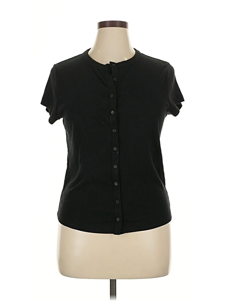 Pre-owned Banana Republic Short Sleeve Henley Shirt In Black