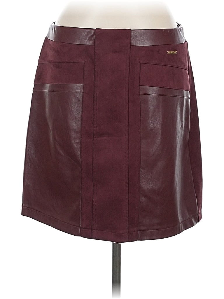 Pre-owned Marc New York Andrew Marc Faux Leather Skirt In Burgundy