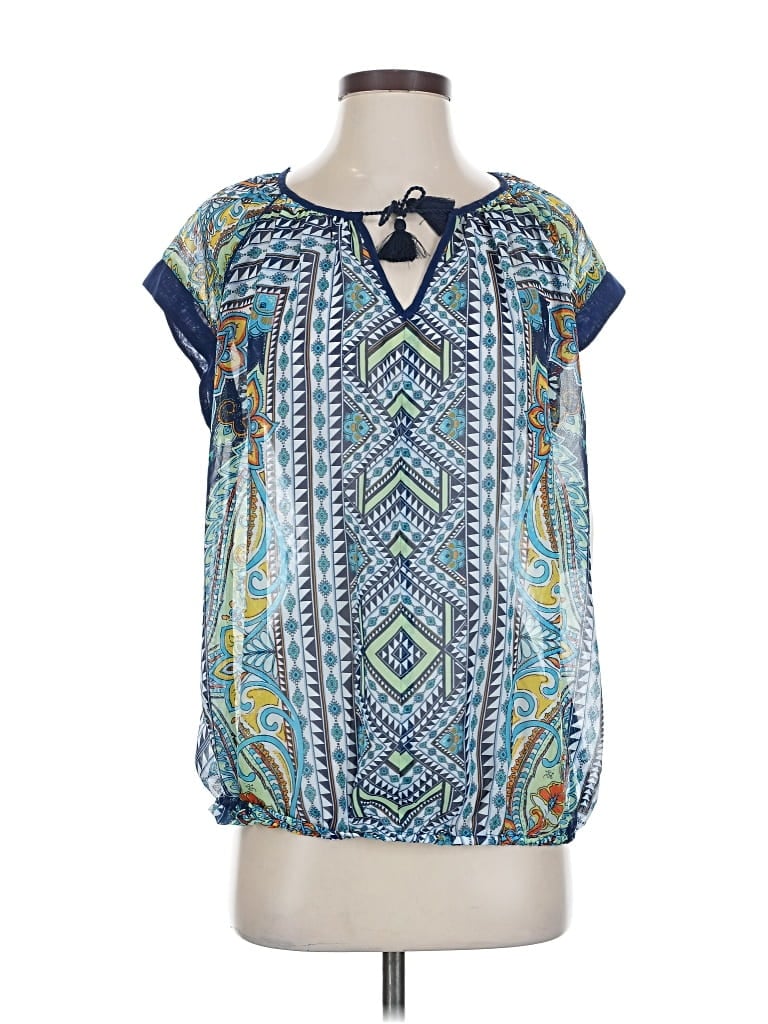 Pre-owned John Paul Richard Short Sleeve Blouse In Blue