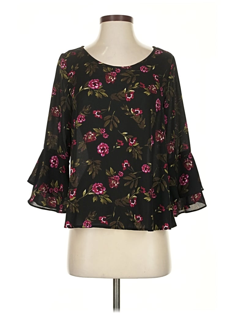 Pre-owned Sienna Sky 3/4 Sleeve Blouse In Black