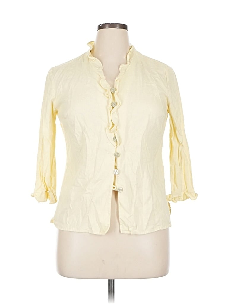 Pre-owned Chadwicks 3/4 Sleeve Button Down Shirt In White