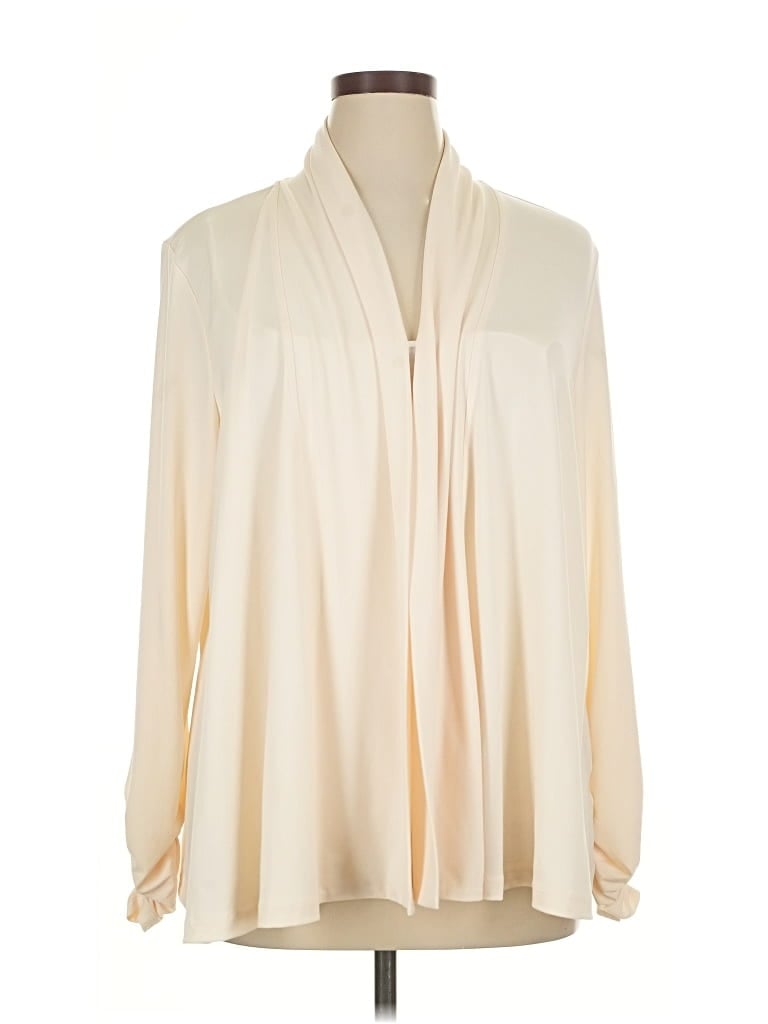 Pre-owned Susan Graver Long Sleeve Blouse In White