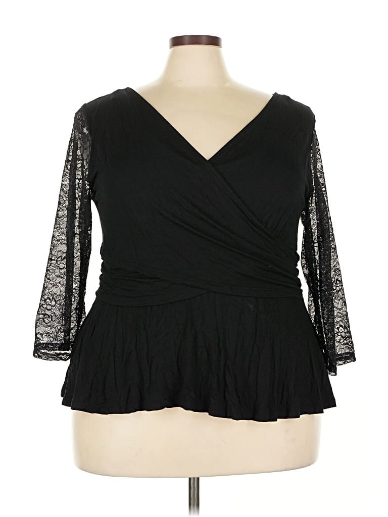 Pre-owned Torrid 3/4 Sleeve Blouse In Black