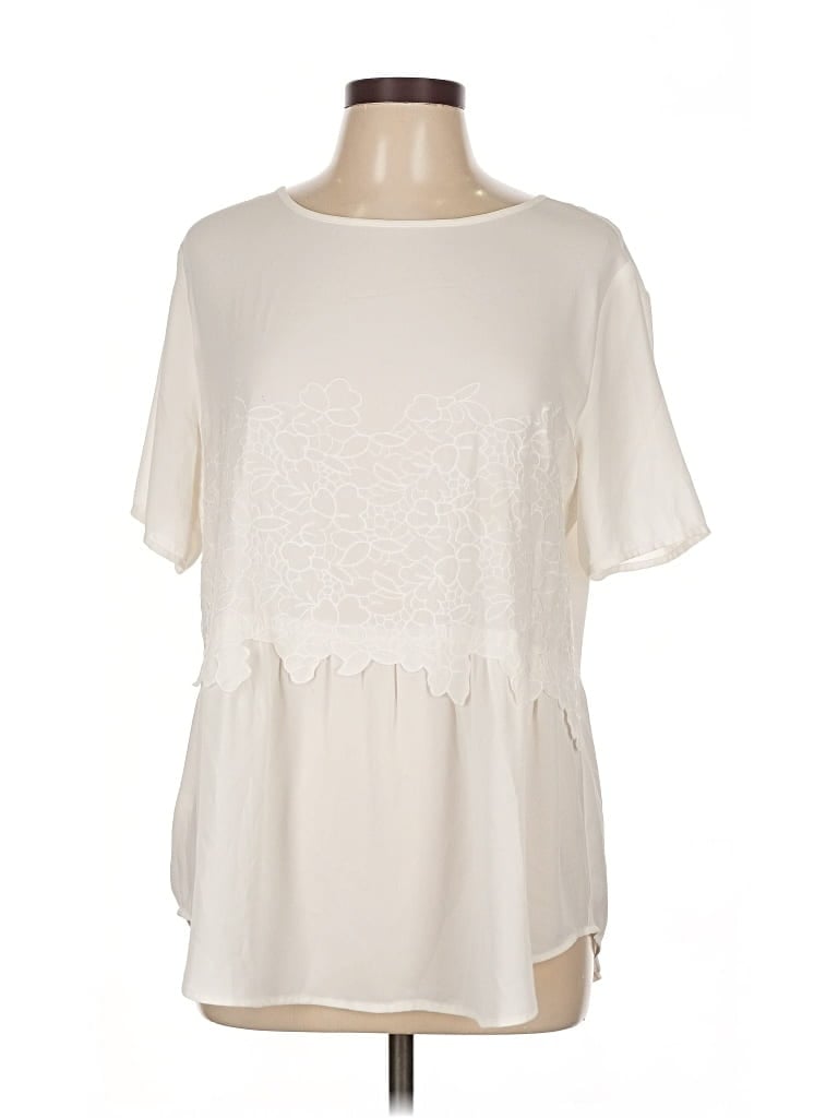 Pre-owned Ann Taylor Loft Outlet Short Sleeve Blouse In White