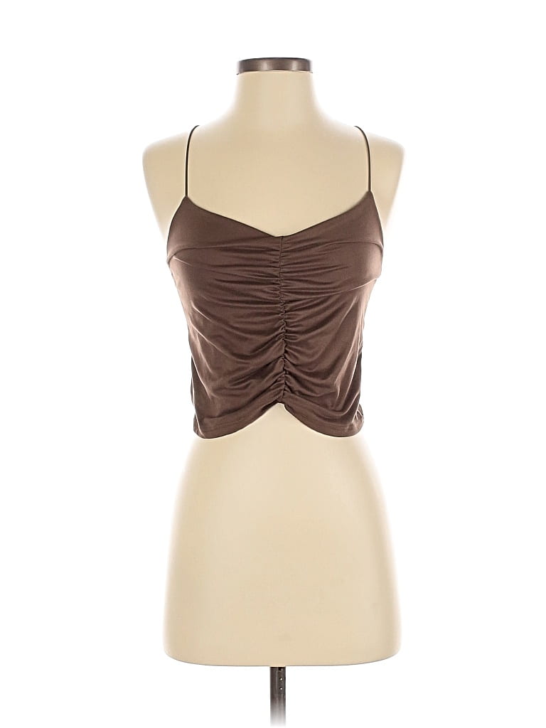 Pre-owned Gaze Sleeveless Top Brown Halter Neckline Tops