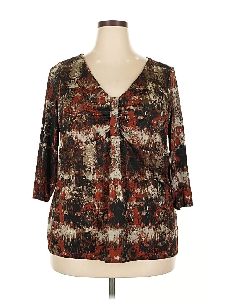 Pre-owned Laura Ashley 3/4 Sleeve Blouse In Brown