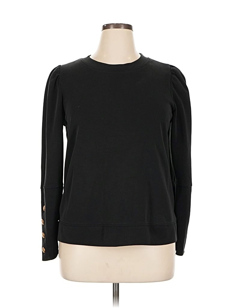 Pre-owned Cable & Gauge Long Sleeve Top Black Crew Neck Tops