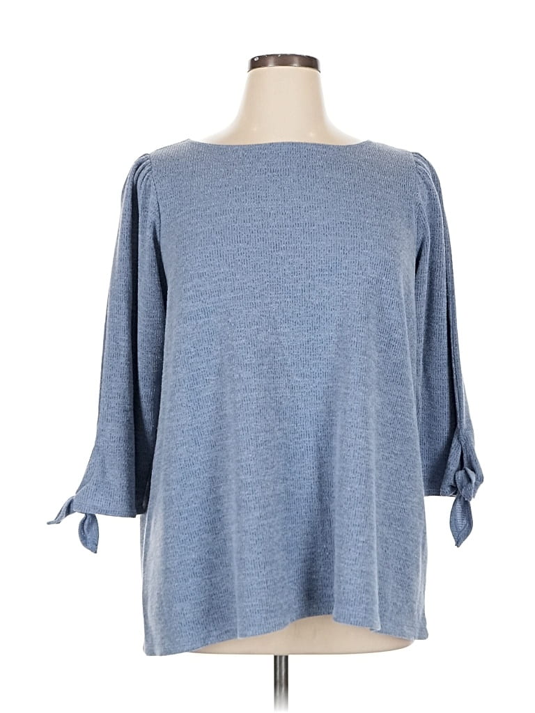 Pre-owned Max Studio 3/4 Sleeve T-shirt In Blue