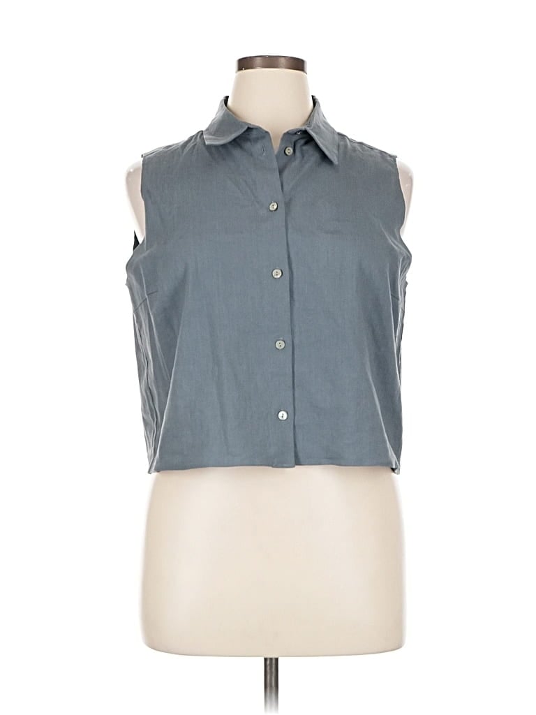 Pre-owned Theory Sleeveless Button Down Shirt In Gray