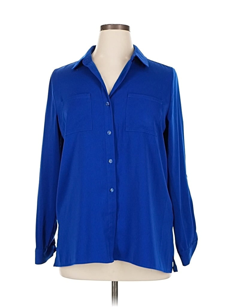 Pre-owned Susan Graver 3/4 Sleeve Blouse In Blue