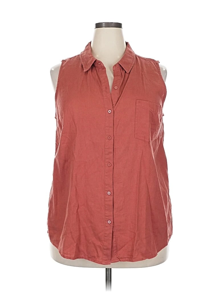 Ecothreads Sleeveless Button Down Shirt In Red