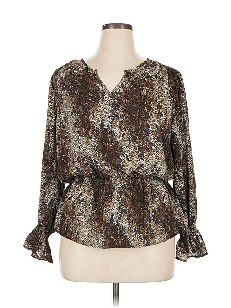 Pre-owned Counterparts 3/4 Sleeve Blouse In Brown