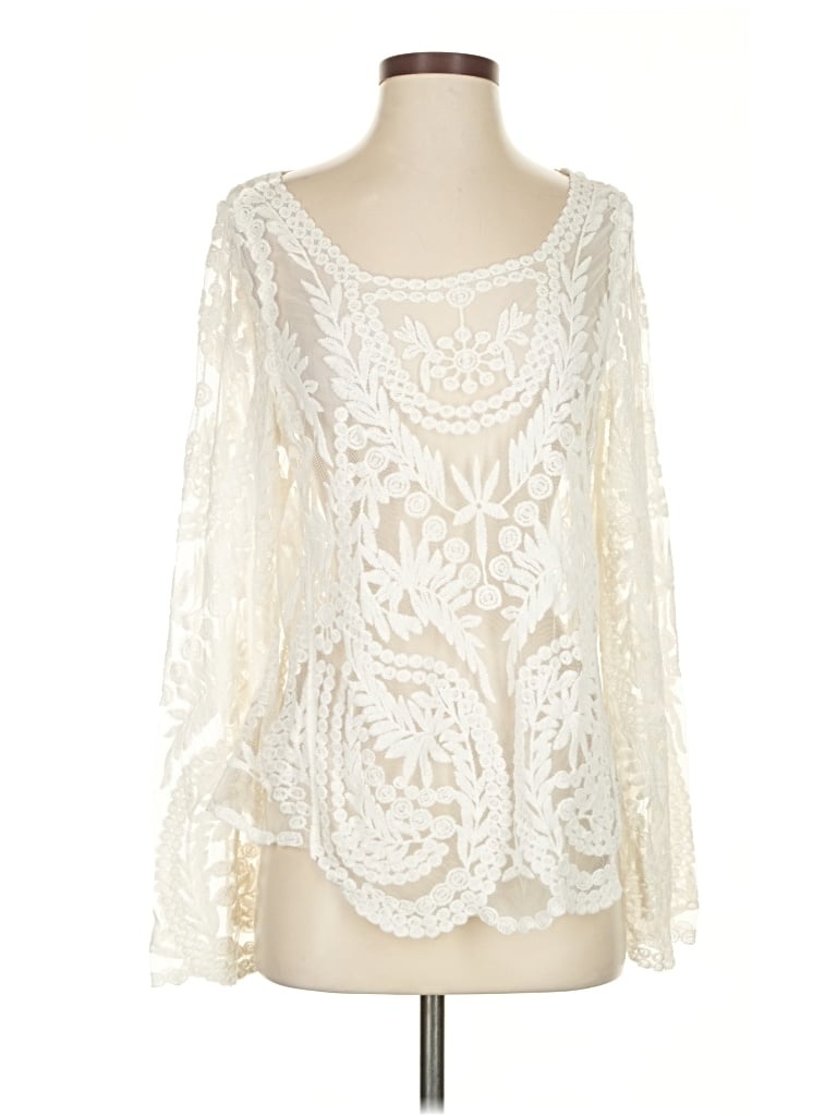 Pre-owned Assorted Brands Long Sleeve Blouse In White