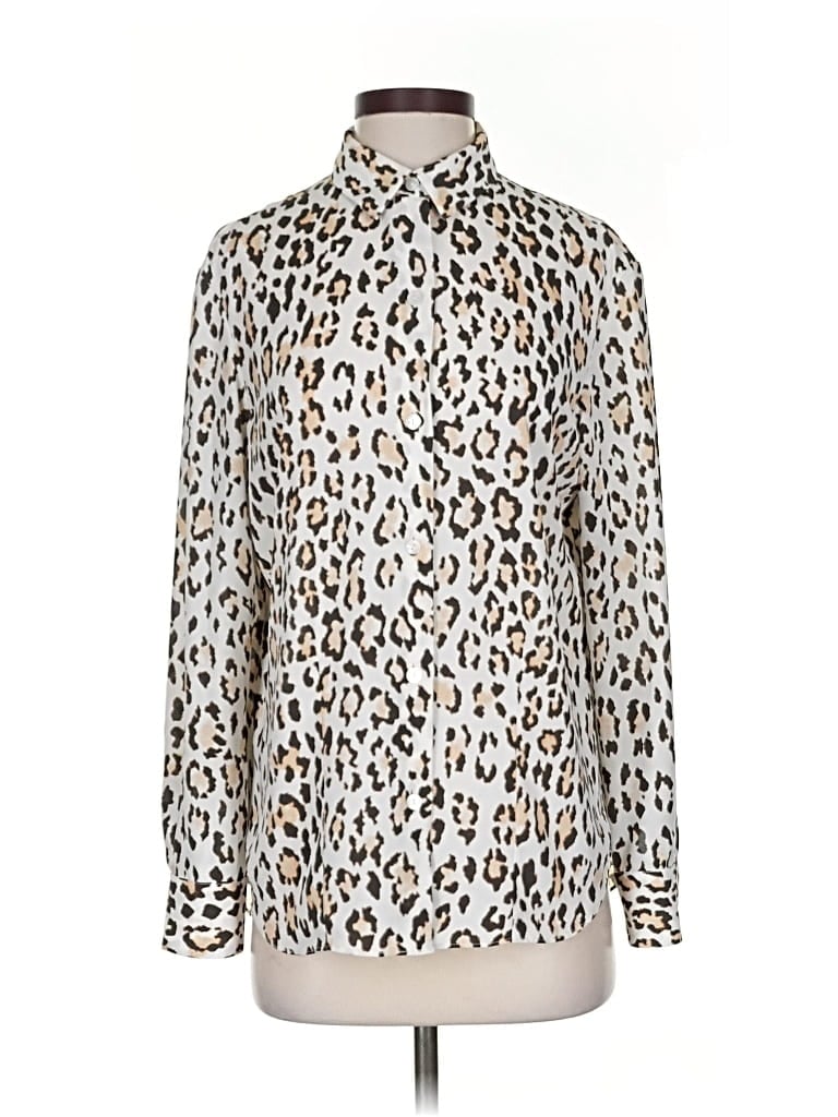 Pre-owned Theory Long Sleeve Blouse In Silver