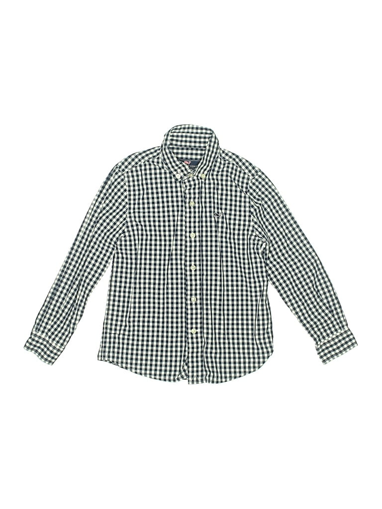 Pre-owned Vineyard Vines Kids' Long Sleeve Button Down Shirt In Green