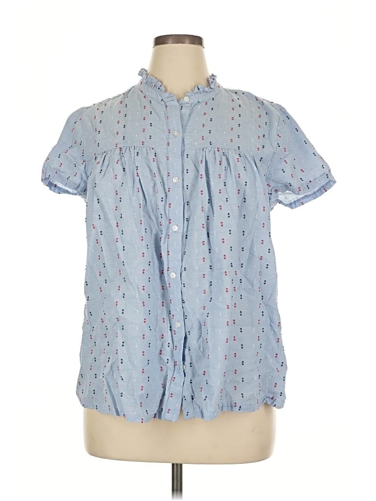 Pre-owned Crown & Ivy Short Sleeve Blouse In Blue