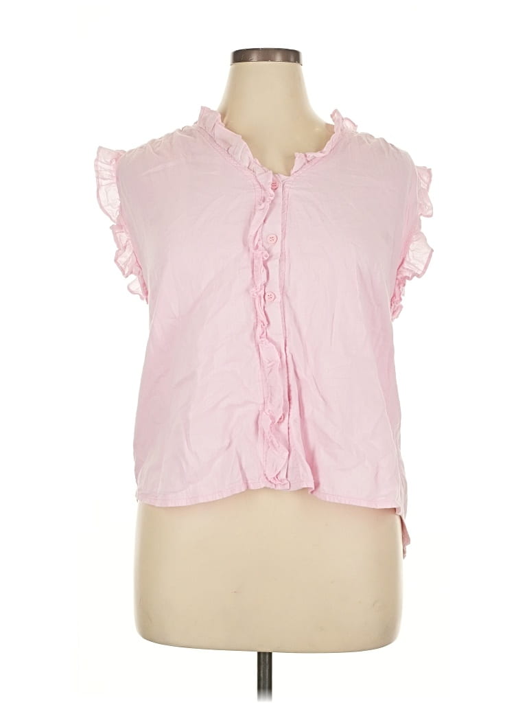 Pre-owned Crown & Ivy Short Sleeve Blouse In Pink