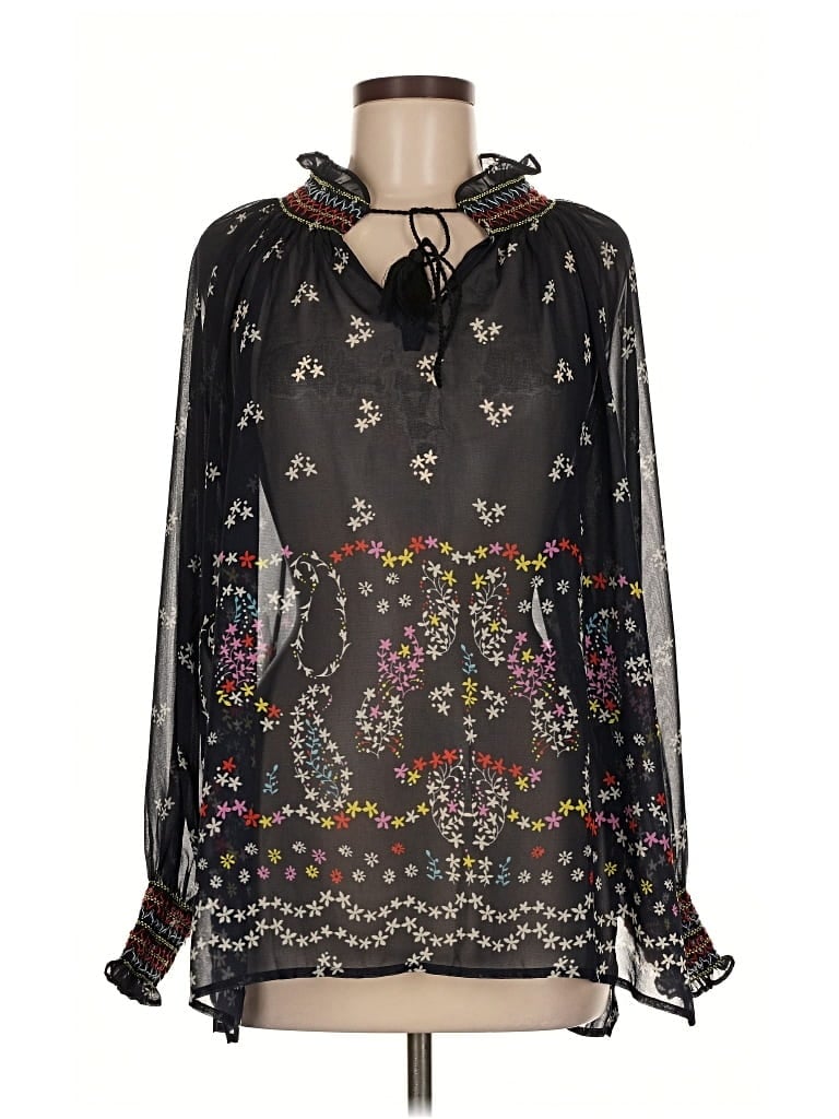 Pre-owned Cabi Long Sleeve Blouse In Black