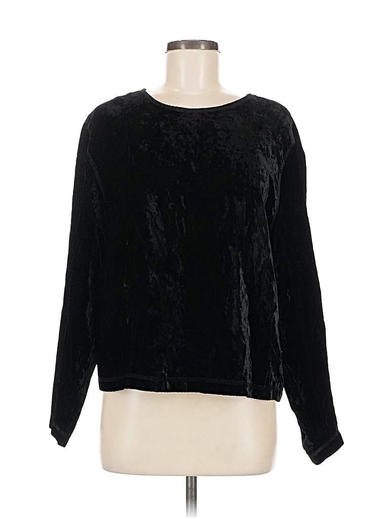 Pre-owned Karen Kane Long Sleeve Top Black Crew Neck Tops