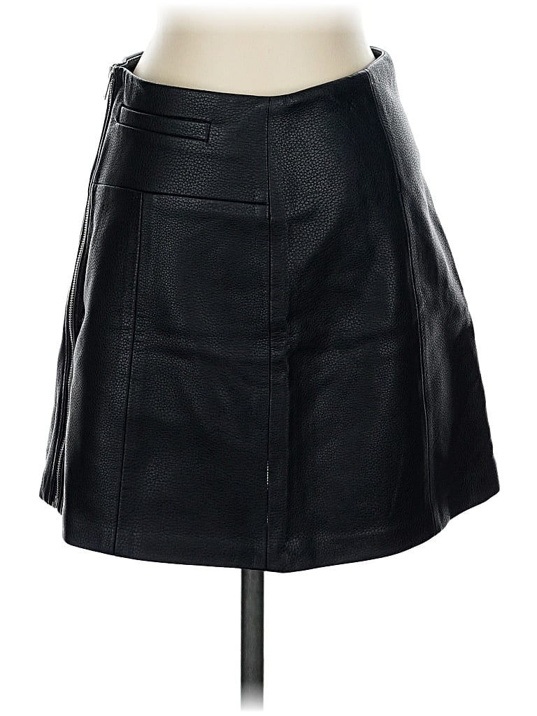 Pre-owned Bershka Faux Leather Skirt In Black